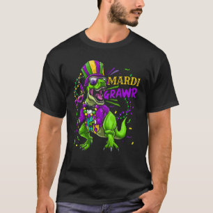 Camiseta Mardi Gras Dabbing T Rex Dinossaur Mardi Grawr Bea