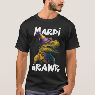 Camiseta mardi gras dabbing trex dinossaur mardi grawr bead