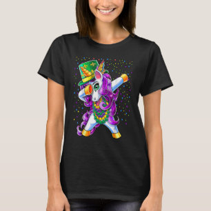 Camiseta Mardi Gras Dabbing Unicorn Jester Had Bead Costume