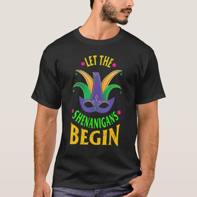 Camiseta Mardi Gras Deixa Os Shenanigans Começarem A Mascar (Frente)