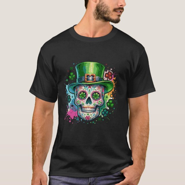 Camiseta Mardi Gras - Dia de São Patrício Shamrock Sugar Sk (Frente)