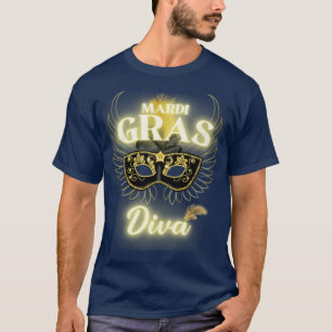Camiseta Mardi Gras Diva Mascarada Bead Parade Women K