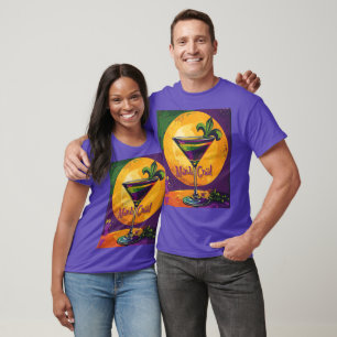 Camiseta Mardi Gras do Meio do Século Pôr do Sol Fleur De L