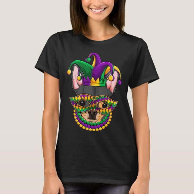 Camiseta Mardi Gras Dog Apparel Chihuahua Mom Dad (Frente)