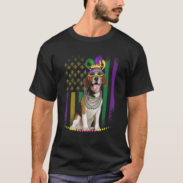 Camiseta Mardi Gras Dog Carnival Beagle Dog Jester Pet Pupp (Frente)