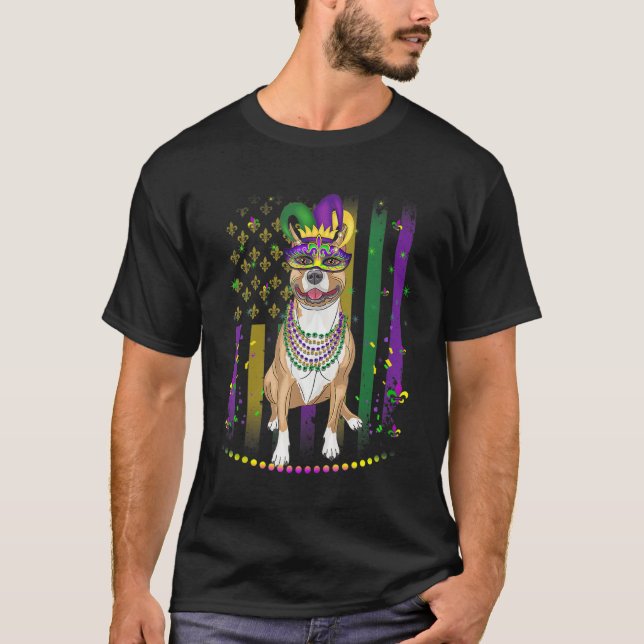 Camiseta Mardi Gras Dog Carnival Pitbull Dog Jester Pet Pup (Frente)