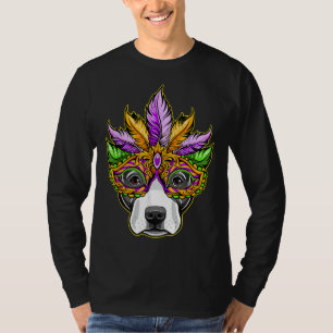 Camiseta Mardi Gras Dog Mask Pitbull Funny Party Carnival