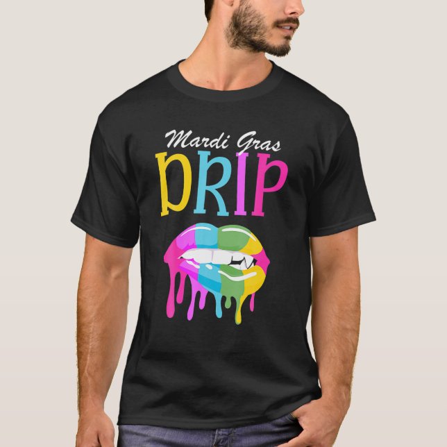 Camiseta Mardi Gras Drivers Carnaval B Lábios do Funny Para (Frente)