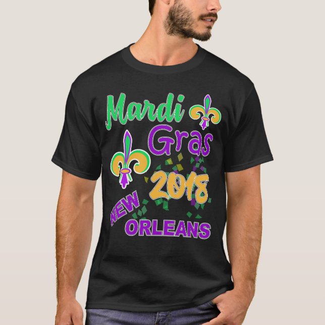 Camiseta Mardi Gras Fat Terça-feira, 2018 Celebração (Frente)