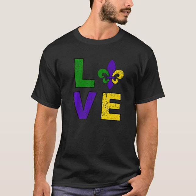 Camiseta Mardi Gras Fat Terça-feira Fleur De Lis (Frente)