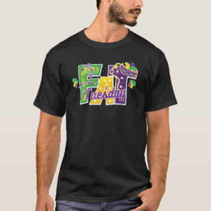 Camiseta Mardi Gras Fat Terça-feira Máscaras Miçangas Louis