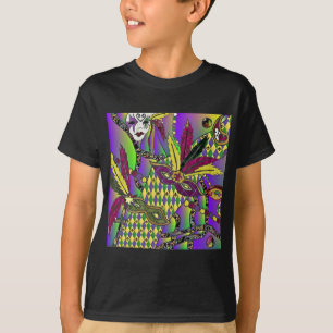 Camiseta Mardi Gras Feather Máscaras Psicodélicas Oferece R
