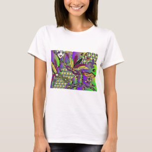Camiseta Mardi Gras Feather Máscaras Psicodélicas Oferece R