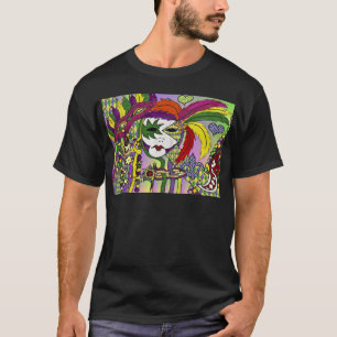 Camiseta Mardi Gras Feather Máscaras Psicodélicas Oferece R