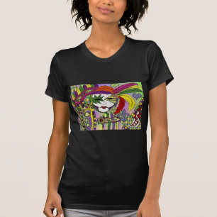 Camiseta Mardi Gras Feather Máscaras Psicodélicas Oferece R