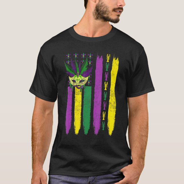 Camiseta Mardi Gras - Festa Gráfica Máscara Engraçada Carna (Frente)