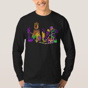 Camiseta Mardi Gras Festival de Amor Leopard Airedale Terri