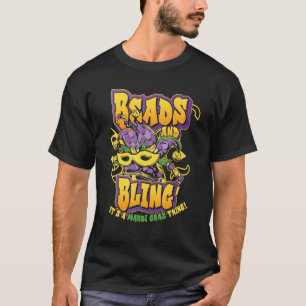 Camiseta Mardi Gras Festival Miçangas e Bling É um Mardi