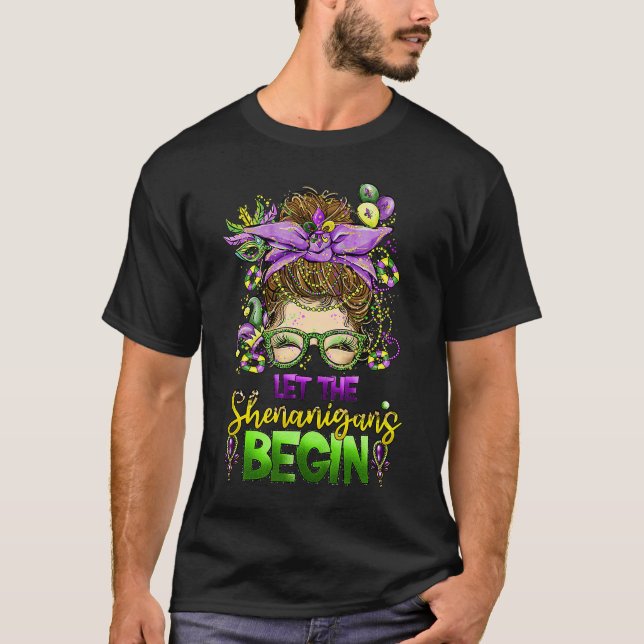 Camiseta Mardi Gras Figurume Que Os Shenanigans Comecem A M (Frente)