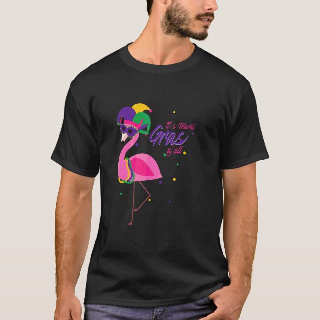 Camiseta Mardi Gras Flamingo Bird (Frente)