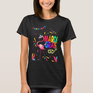 Camiseta Mardi Gras Flamingo Bird Pink Jester Flamingo Mard
