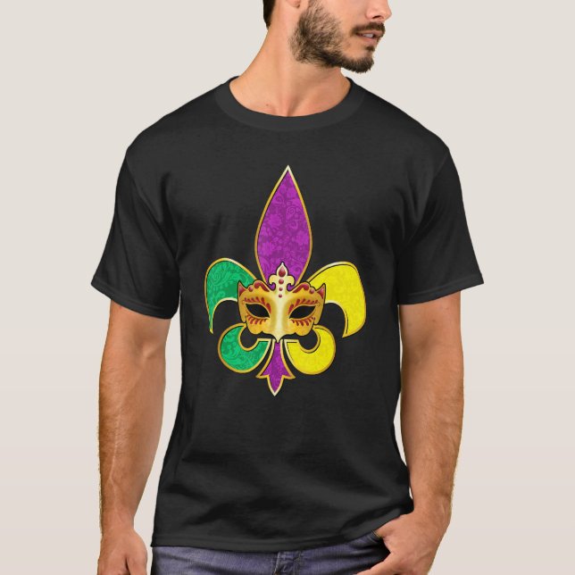 Camiseta Mardi Gras Fleur De Lis 2023 Party Festival Men Wo (Frente)