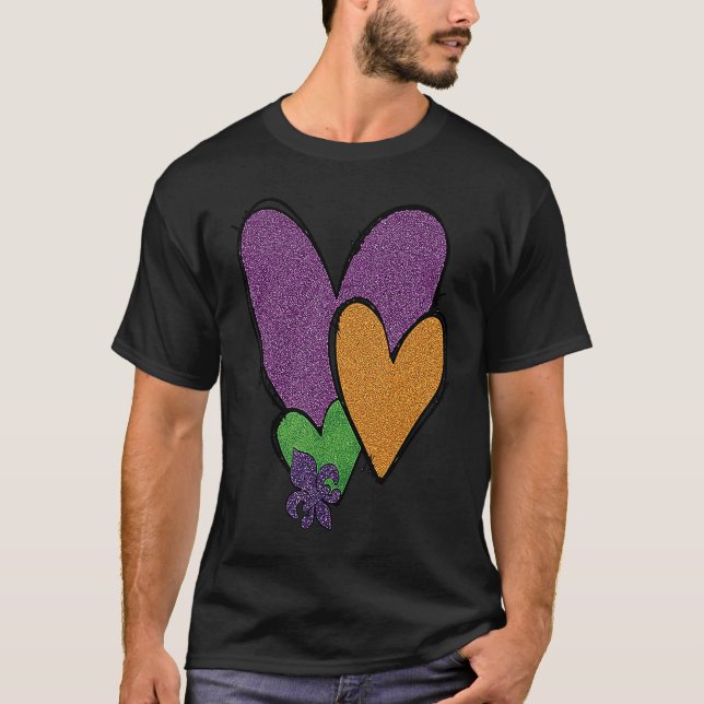 Camiseta Mardi Gras Fleur De Lis Heart Fat Tuesday Mardi Gr (Frente)