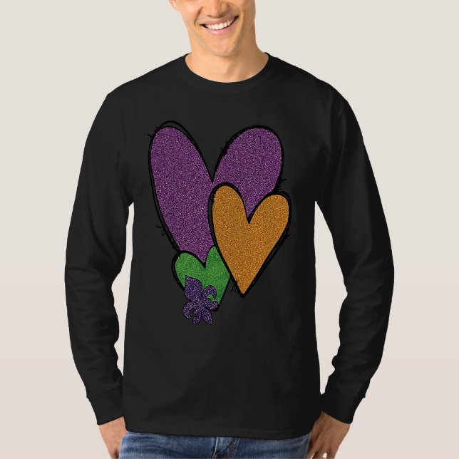 Camiseta Mardi Gras Fleur De Lis Heart Fat Tuesday Mardi Gr (Frente)