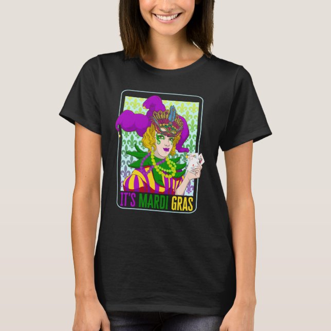 Camiseta Mardi Gras Fleur De Lis Mardi Gras Carnival Jester (Frente)