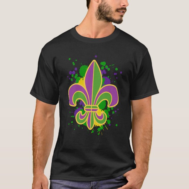 Camiseta Mardi Gras Fleur De Lis Paint Splatter for men wom (Frente)