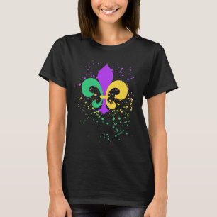 Camiseta Mardi Gras Fleur De Lis Paint Splatter Nola