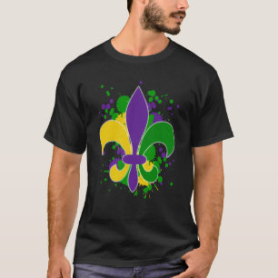 Camiseta Mardi Gras Fleur De Lis Paint Splatter para homens