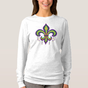 Camiseta Mardi Gras fleur de lis, verde-púrpura
