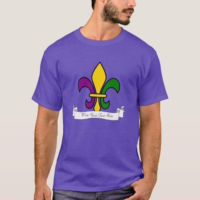 Camiseta Mardi Gras fleur-de-lys personalizado (Frente)