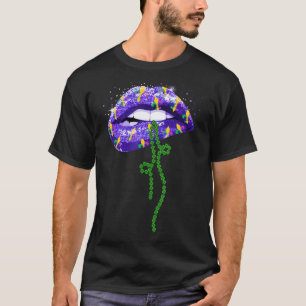 Camiseta Mardi Gras Funny Lábios Rainha Carnaval