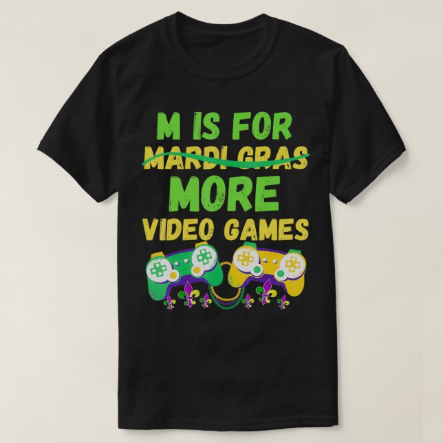 Camiseta Mardi Gras Gamers Video Games Controller Son Kids  (Frente do Design)