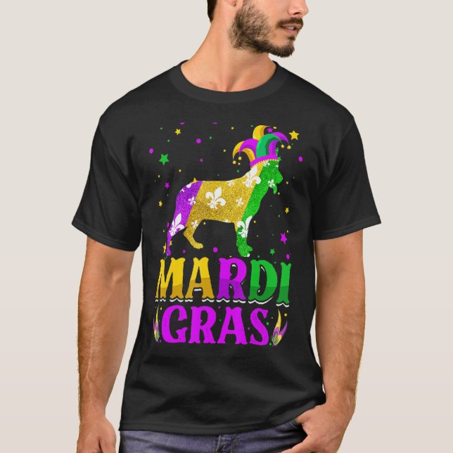 Camiseta Mardi Gras - German shepherd Cachorro no Carnaval (Frente)