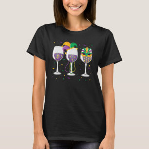 Camiseta Mardi Gras Glass Of Wine Funny Bebendo Wine Festi