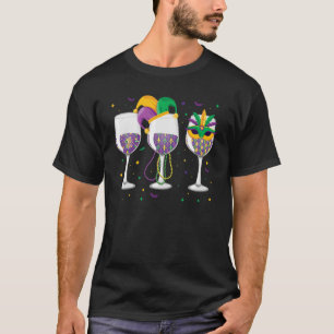 Camiseta Mardi Gras Glass Of Wine Funny Bebendo Wine Festi