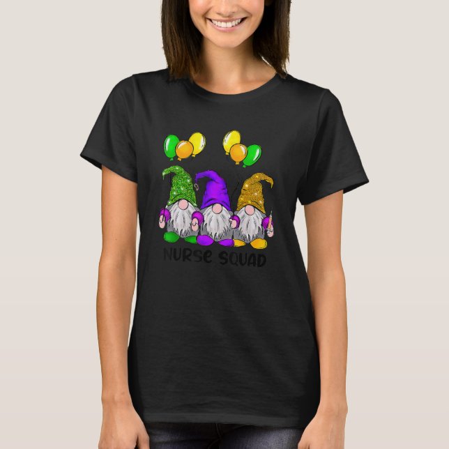 Camiseta Mardi Gras Gnomes Nurse Squad Funny Carnival Tees (Frente)