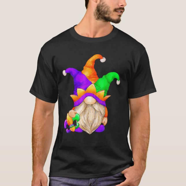 Camiseta Mardi Gras Gnomos Segurando Mask Love Mardi Gras G (Frente)