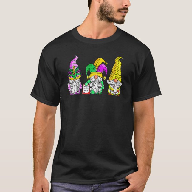 Camiseta Mardi Gras Gnomos Segurando Mask Love Mardi Gras G (Frente)