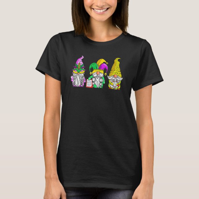 Camiseta Mardi Gras Gnomos Segurando Mask Love Mardi Gras G (Frente)