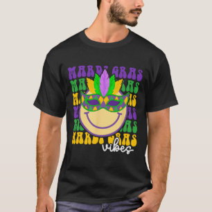 Camiseta Mardi Gras Groovy Face Vestindo Mães Mardi Gras