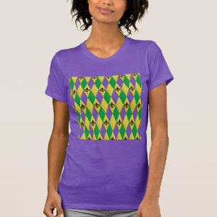 Camiseta Mardi Gras Harlequin Fleur De Lis