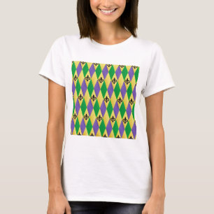 Camiseta Mardi Gras Harlequin Fleur De Lis
