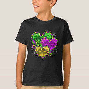 Camiseta Mardi Gras Heart Fleur-de-lys - Símbolo Mardi Gras