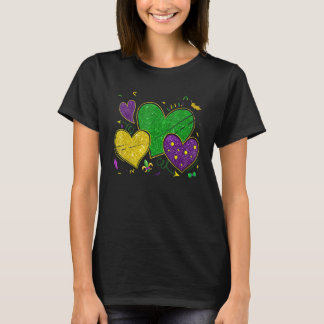 Camiseta Mardi Gras Hearts Love Mardi Gras Women Men Costum