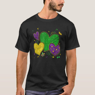 Camiseta Mardi Gras Hearts Love Mardi Gras Women Men Costum