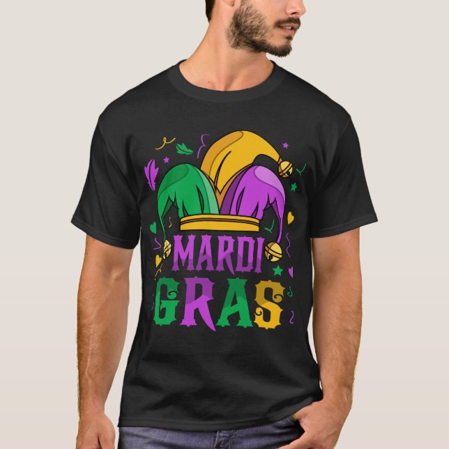 Camiseta Mardi Gras Jester Hat Carnival Celebration (Frente)